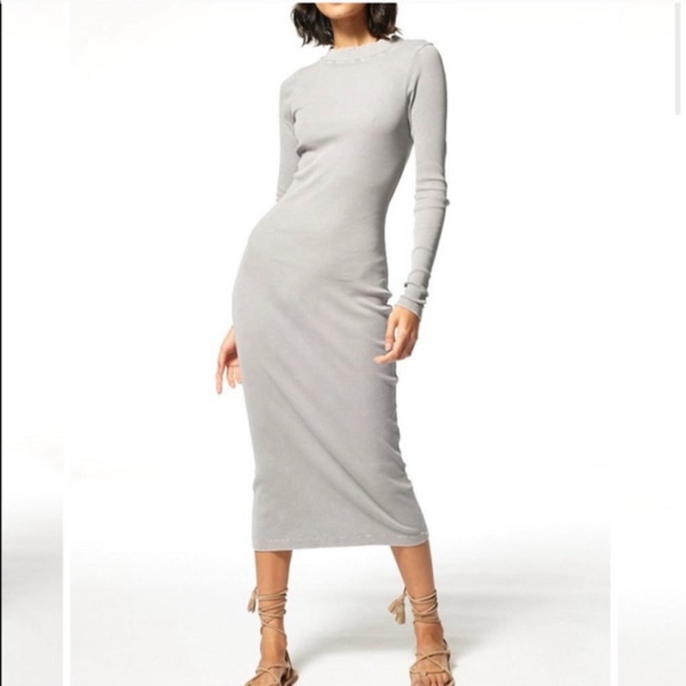 Young, Broke and Fabulous Dax midi dress. Light grey, size small LIKE NEW